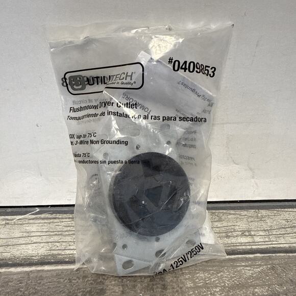 UTILI TECH FLUSH MOUNT DRYER OUTLET, AL/CU, 30Amp-125/250 Volt 3 pole, 3 Wire - Picture 1 of 8